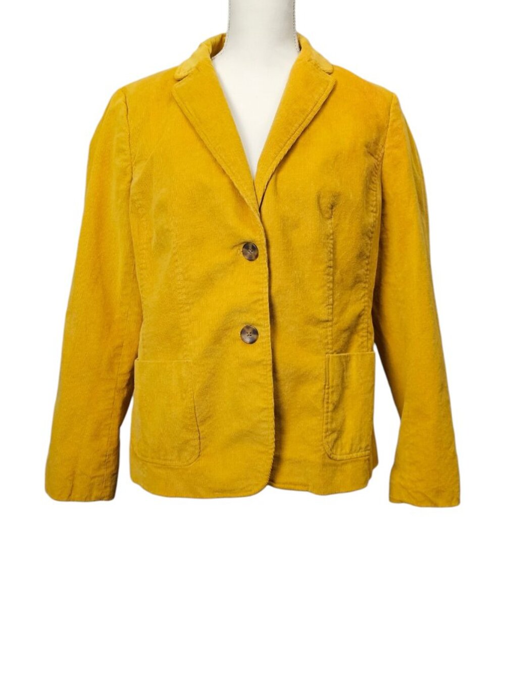 Talbots Corduroy Mustard Gold Tailored Single Breasted Cotton Blazer Jacket 10